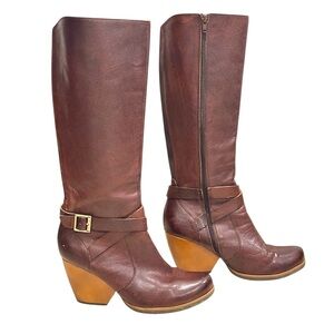 Kork-Ease Natali Knee High Boots Buckle Brown Leather Riding Boots size 8.5